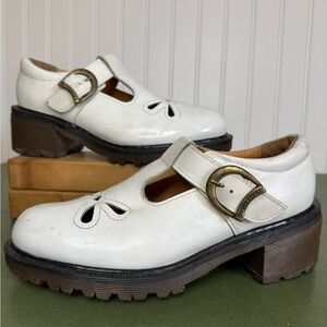 VTG England Dr Martens Butterfly Cutout Mary Janes in Smooth Leather #8176